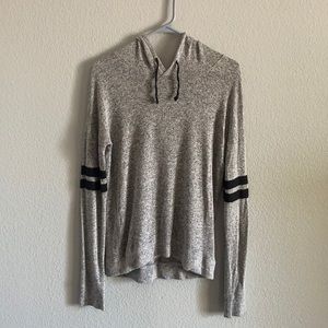 Heather Grey & Black hooded long sleeve